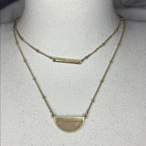 NWOT Gold Plated Rose Quartz Double Layer Bar Style Necklace